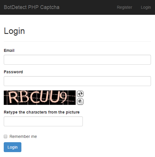 Laravel 4.2 Auth Login BotDetect Captcha validation screenshot